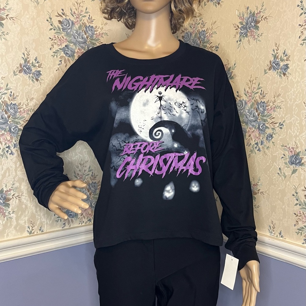 Disney Nightmare Before Christmas Black Long Sleeve Size M NWT